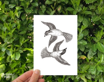 Two birds 5x7 print; bird illustration; animal art print