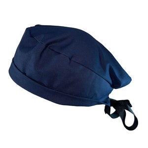 Solid Dark Navy Tie Back Scrub Cap, Nurse Hat, Surgical Cap, Surgical Hat, , Operating Room. With or Without Ponytail Holder.