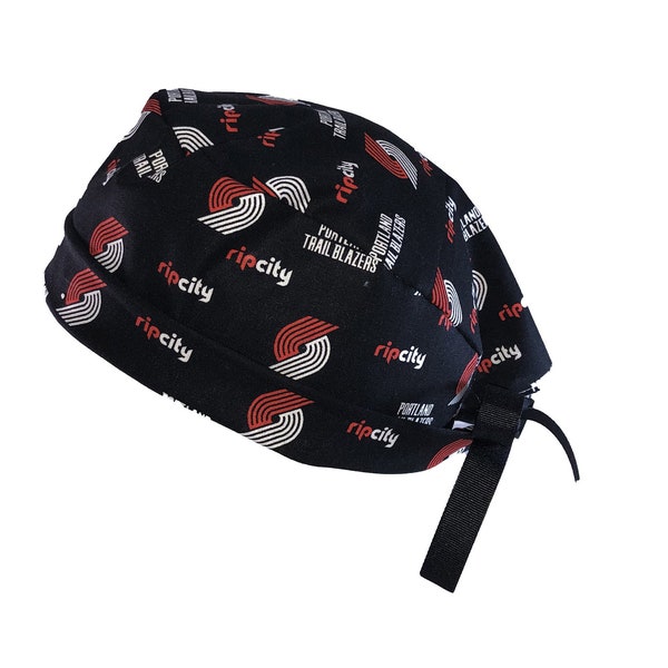 Portland Trailblazers NBA Basketball  Tie Back Scrub Cap, Nurse Hat, Surgical Cap. With or Without Ponytail Holder.