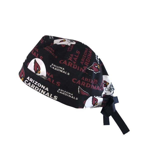 Arizona Cardinals NFL SCRUB CAP, with or with out ponytail. surgery cap, nurse cap, skull cap.