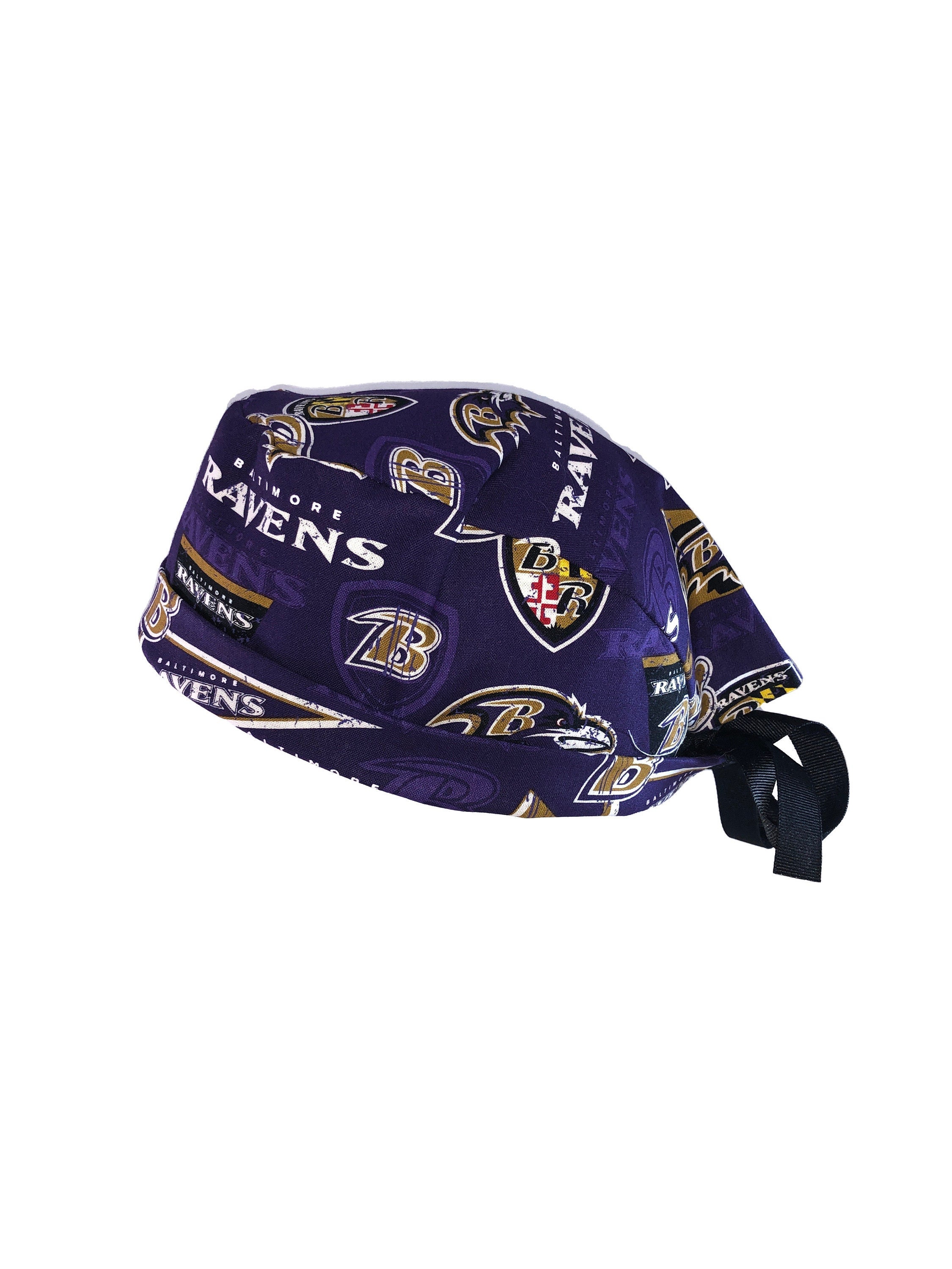 Baltimore Ravens Purple NFL Tie Back Scrub Cap Nurse Hat 