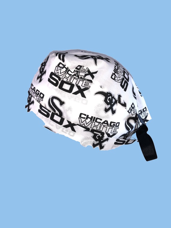 Chicago White Sox MLB Baseball Tie Back Scrub Cap, Nurse Hat With or Without Ponytail Holder.