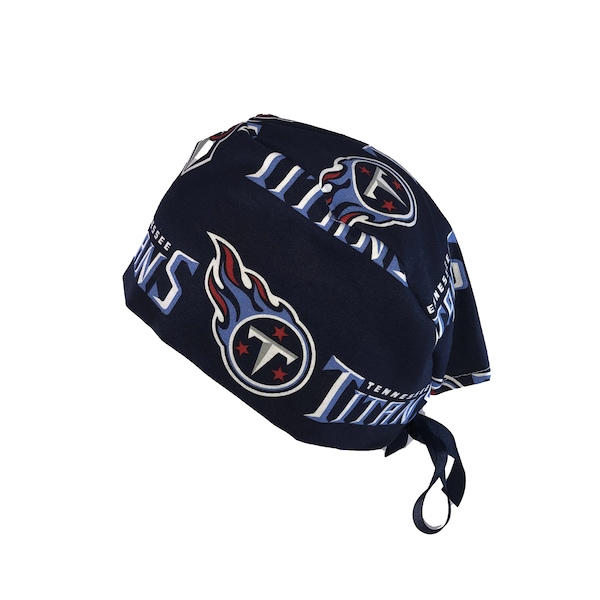 Tennessee Titans NFL Tie Back Scrub Cap, Nurse Hat, Surgical Cap, OR Cap, Surgery, Operating Room. With or Without Ponytail Holder.