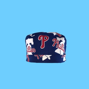 Philadelphia Phillies MLB Baseball Tie Back Scrub Cap, Nurse Hat With or Without Ponytail Holder. bild 2