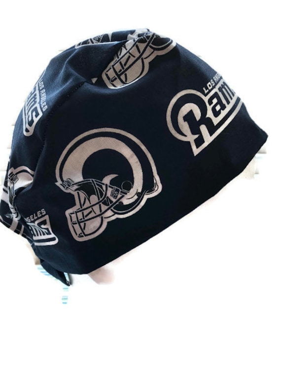 Surgical Scrub Hat Cap Made with St Louis Rams NFL Fabric Nurse Chemo ER Skull