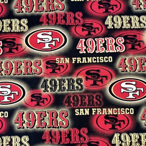 San Francisco 49ers Bold Print Football Tie Back Scrub Cap, Nurse Hat, Surgical Cap. With or Without Ponytail Holder.