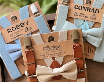 Regalo personalizado para el portador de los anillos: pajarita y tirantes / Paje, padrino de boda