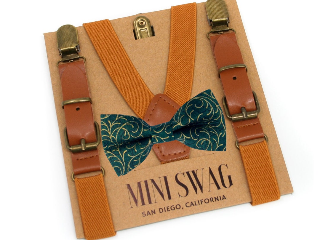mens gold bow tie and suspenders