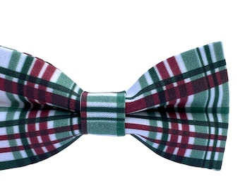 Dark Green and Burgundy Plaid Bow Tie --- PERFECT for Holiday Gift, Christmas Outfit, Boys & Adult Sizes