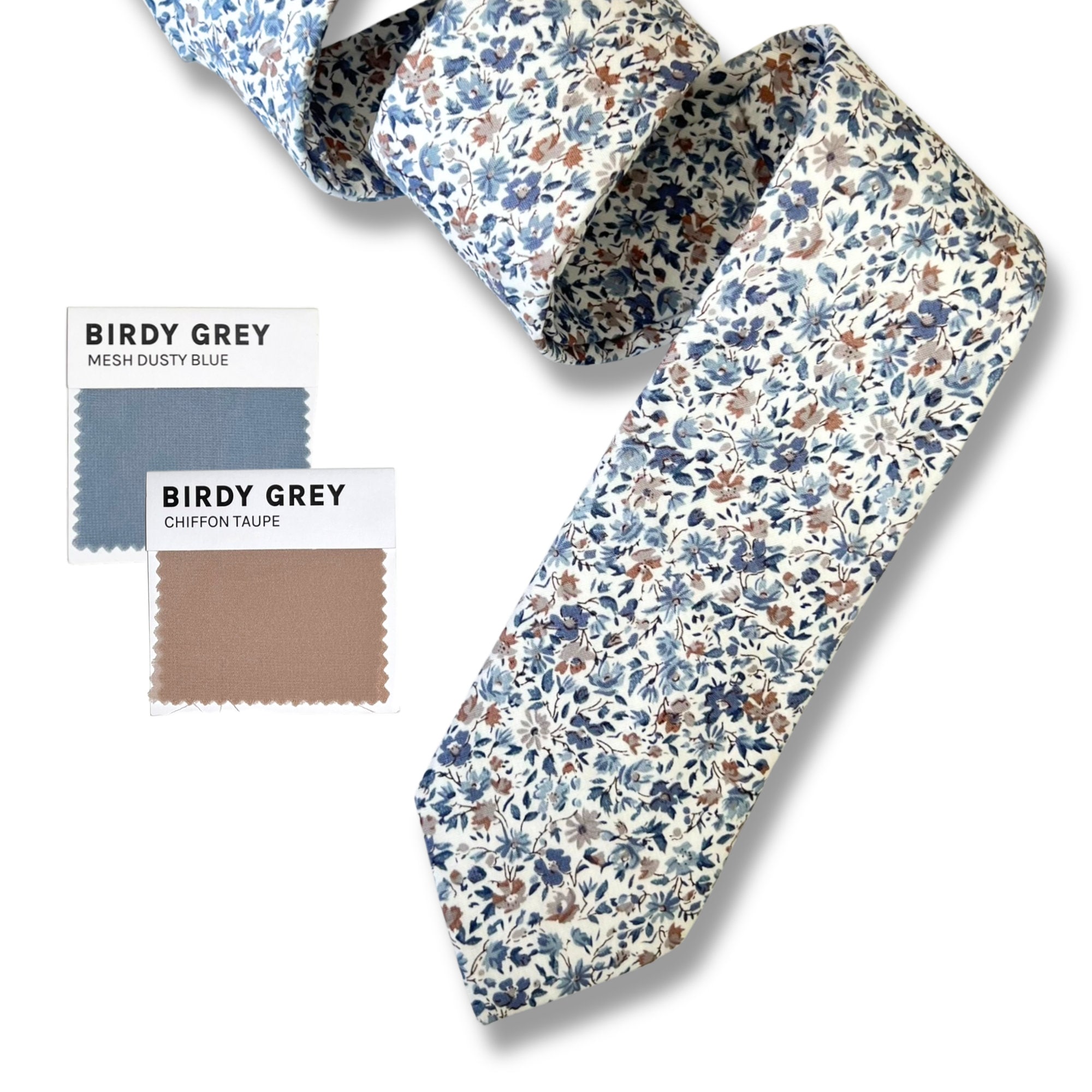Dusty Blue Taupe Floral Necktie, Bow Tie, Pocket Square | Wedding Outfit Dusty Blue Taupe Floral Necktie, Bow Tie, Pocket Square | Wedding Outfit