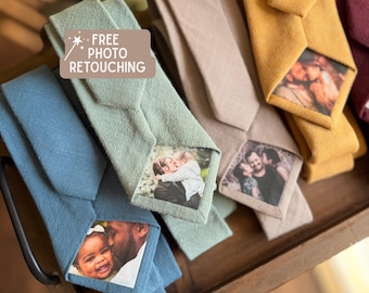 Écusson photo personnalisé pour cravate | Photo pour cravate | Cadeau pour le marié ou le père de la mariée, mariage, souvenir, autocollant (permanent et lavable)