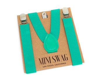 Teal Suspenders --- Baby, Toddler, Youth, and Mens Sizes --- Perfect for Ring Bearer, Page Boy, Groomsmen, Cake Smash Outfit