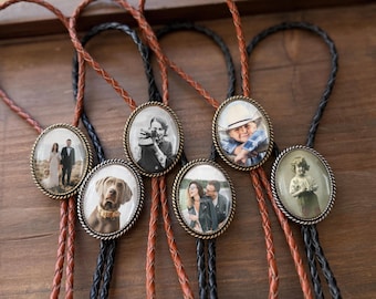 Corbata bolo personalizada con foto o arte / Regalo de boda + aniversario / Día del padre / Memorial