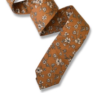 Rust Floral Necktie, Bow Tie, or Pocket Square --- PERFECT for Groomsmen, Ring Bearer, Wedding, Bronze, Copper, Burnt Orange