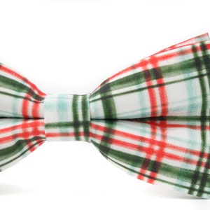 Red and Green Plaid Bow Tie & Leather Suspenders Perfect for Christmas Outfit, Holiday Party, 1st Birthday, Candy Cane, Baby Mens Size image 2