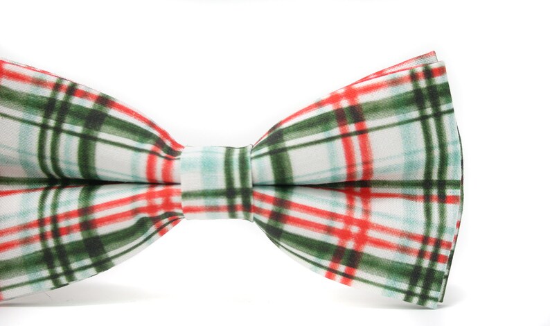 Red and Green Plaid Bow Tie & Leather Suspenders Perfect for Christmas Outfit, Holiday Party, 1st Birthday, Candy Cane, Baby Mens Size image 2
