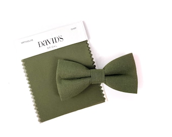 Olive Green Bow Tie --- PERFECT for Groomsmen, Ring Bearer, Page Boy Outfit, Wedding, David's Bridal Martini Olive, Army, Moss, Cake Smash