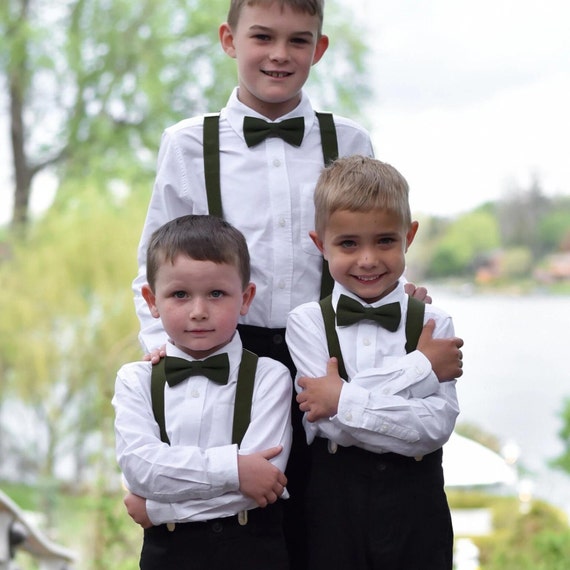 green bow tie and braces