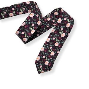 Dark Burgundy Floral Necktie