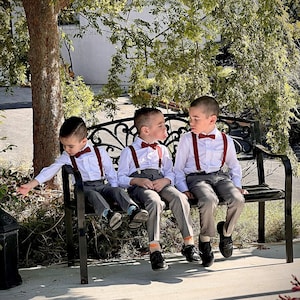 Boys Cinnamon Bow Tie and Suspenders