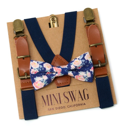 Navy Blue Seersucker Bow Tie & Suspenders Perfect for Ring Etsy