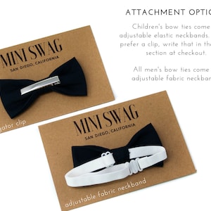 Navy Blue Seersucker Bow Tie & Camel Leather Suspenders --- PERFECT for Groomsmen, Ring Bearer or Page Boy Outfit, Cake Smash, Striped image 3
