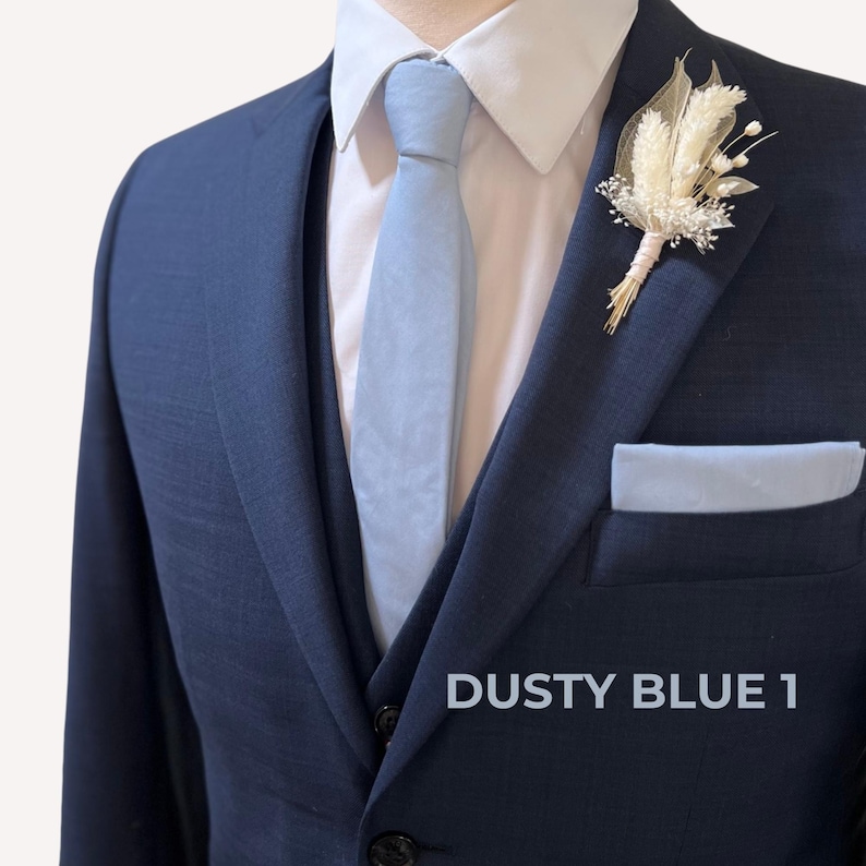 Dusty Blue Floral, Twilight, French Blue | Wedding Neckties, Bow Ties, Pocket Squares Dusty Blue 1