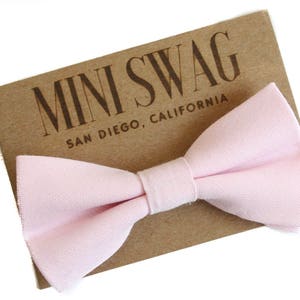 Light Pink Bow Tie & Gray SuspendersPERFECT for Ring Bearer Outfit, Boys Bow Tie and Suspenders Set, Blush Baby Bow Tie, Cake Smash Outfit image 2