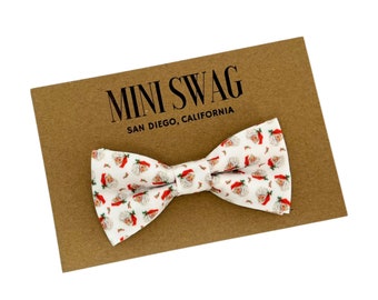 Santa Claus Christmas Bow Tie (White) --- PERFECT for Holiday Gift, Christmas Outfit, Baby, Toddler, Boys, & Adult Sizes