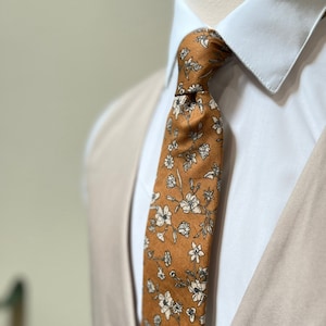 Rust Floral Necktie, Bow Tie, or Pocket Square for ALL AGES