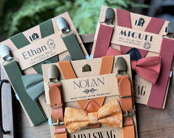 Wedding Bow Tie and Suspenders | Ring Bearer Gift | Custom Proposal | Page Boy, Junior Groomsman