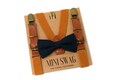 Navy Blue Bow Tie and Camel Leather Suspenders -- PERFECT for Ring Bearer Outfit, 1st Birthday, Cake Smash, Wedding --- Baby, Toddler, Adult