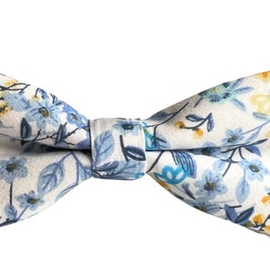 Dusty Blue Floral Bow Tie --- PERFECT for Groomsmen, Ring Bearer or Page Boy Outfit, Twilight, Steel, Slate Wedding, Cake Smash, Birthday