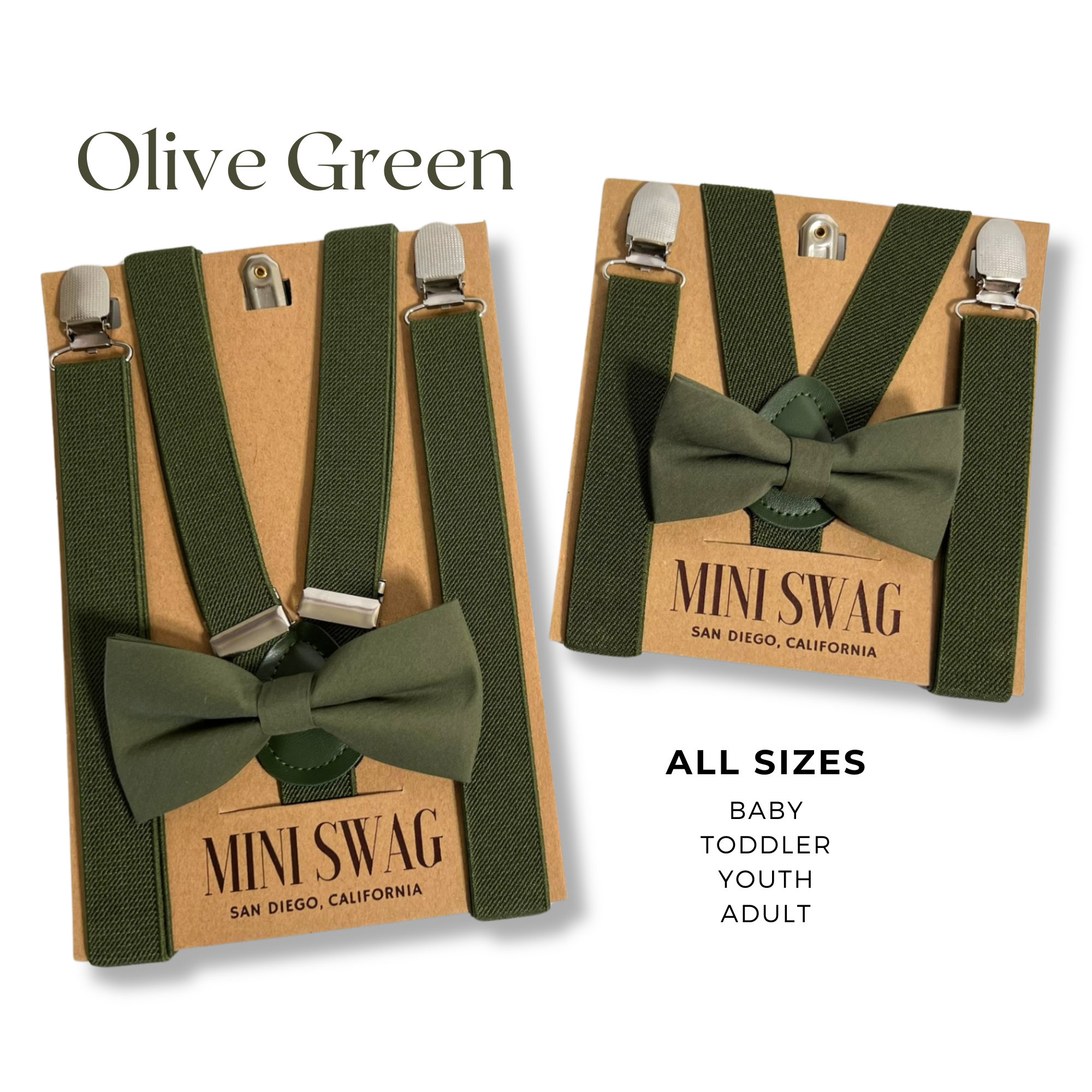 Olive Green Bow Tie & Suspenders --- David's Bridal Martini Olive
