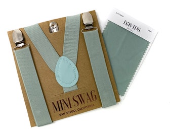 Dusty Sage Suspenders --- Baby-Men&#39;s SIZES --- PERFECT for Wedding, Ring Bearer Outfit, Groomsmen, Page Boy, Cake Smash, David&#39;s Bridal
