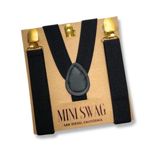 Black Suspenders with Gold Clasps --- ALL SIZES from Baby to Adult