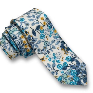 Dusty Blue Floral Necktie, Bow Tie, or Pocket Square --- PERFECT for Groomsmen, Twilight, Slate, Steel Blue Wedding
