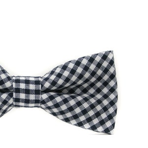 Navy And White Gingham Bow Tie PERFECT for Ring Bearer or Page Boy Outfit, Cake Smash Outfit, Boys 1st Birthday,Family Photoshoot,Summer image 1