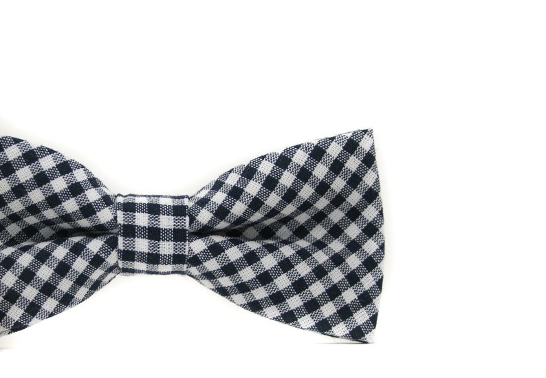 Navy And White Gingham Bow Tie PERFECT for Ring Bearer or Page Boy Outfit, Cake Smash Outfit, Boys 1st Birthday,Family Photoshoot,Summer image 1