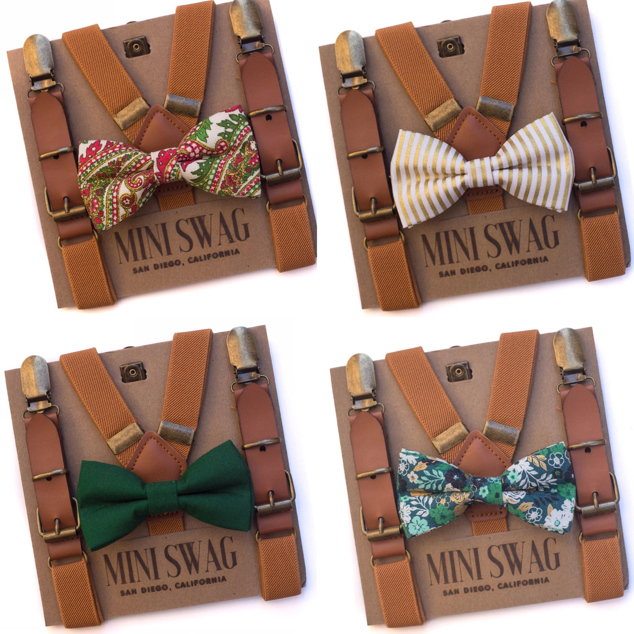 Christmas Bow Tie and Suspenders Leather Suspenders ...