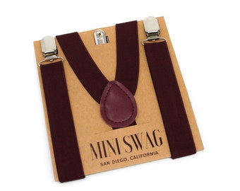 Wine (Dark Burgundy) Suspenders --- Baby, Toddler, Youth, and Men's Sizes --- PERFECT for Ring Bearer, Page Boy, Groomsmen, Wedding Braces