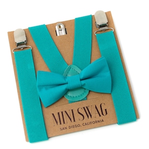 Teal Bow Tie & Suspenders --- PERFECT for Cake Smash, Ring Bearer Outfit, Page Boy, Groomsmen, Davids Bridal Oasis, BABY-ADULT Sizes