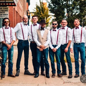 Cinnamon Bow Tie and Suspenders - Davids Bridal Color match!