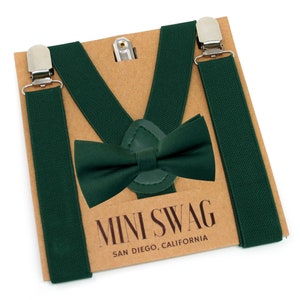 Hunter Green Suspenders and Bow Tie --- PERFECT for a Ring Bearer, Page Boy, Groomsmen, Baby Christmas Outfit, Cake Smash, 1st Birthday