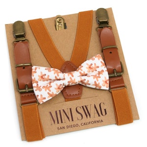 Gingerbread Bow Tie & Leather Suspenders --- Perfect for Christmas Outfit, Holiday Party, 1st Birthday, Candy Cane, Baby, Toddler, Mens Size