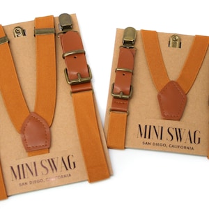 Leather Buckle Suspenders in Camel Brown  | ALL SIZES | Baby, Toddler, Youth, Adult