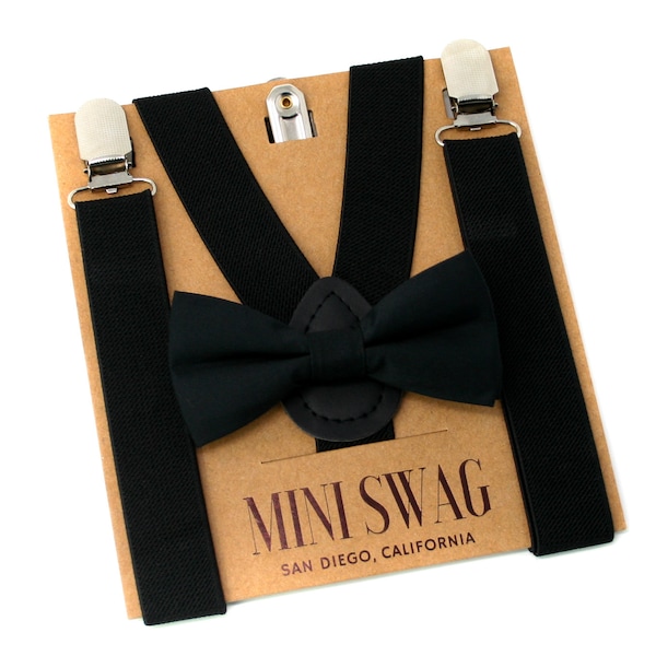 Black Bow Tie and Suspenders Set --- PERFECT for Ring Bearer or Page Boy Outfit, Cake Smash, Wedding, Costume, BABY - ADULT Sizes