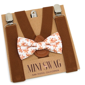 Gingerbread Bow Tie & Brown Suspenders --- Perfect for Christmas Outfit, Holiday Party, 1st Birthday, Candy Cane, Baby, Toddler, Mens Sizes