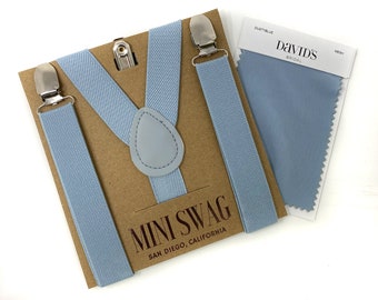 Dusty Blue Suspenders --- Baby-Men&#39;s SIZES --- PERFECT for Wedding, Ring Bearer Outfit, Groomsmen, Page Boy, Cake Smash, David&#39;s Bridal