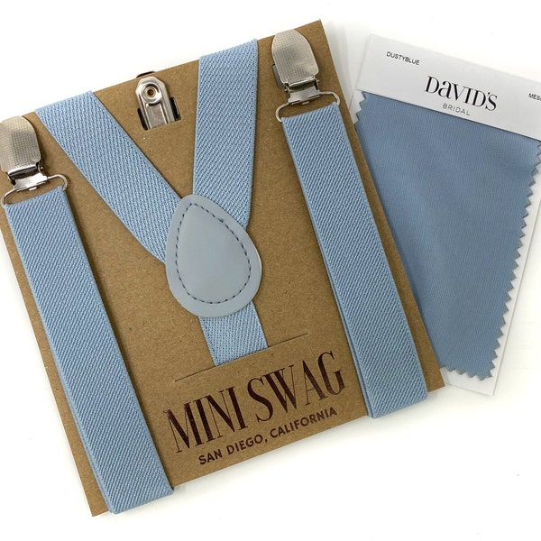 Dusty Blue Suspenders --- Baby-Men's SIZES --- PERFECT for Wedding, Ring Bearer Outfit, Groomsmen, Page Boy, Cake Smash, David's Bridal